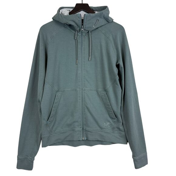 Arc’Teryx Mens Blue Gray Full Zip Hoodie Cotton Blend Sweater - M - Picture 1 of 10